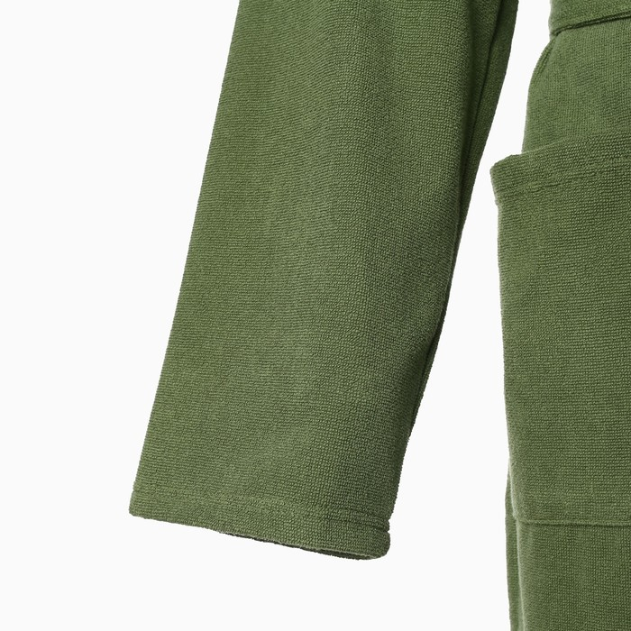 Халат махровый Экономь и Я, мужской размер 56-58 цвет хаки, 100% хлопок с AIRO, 320 г/м2