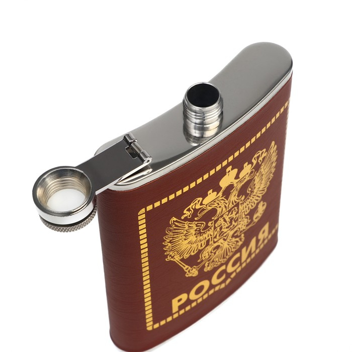 Подарочный набор "Двуглавый орёл" 4в1: фляжка 240 мл, воронка, 2 рюмки, 17 х 19 см