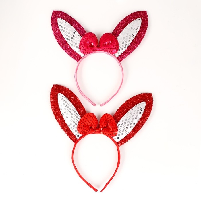 Карнавальный ободок &laquo;Зайка&raquo; с бантиком, цвета МИКС