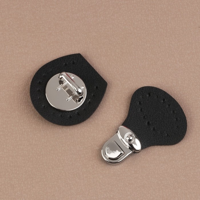 Застёжка для сумки, пришивная, 6 &times; 4 см, цвет чёрный/серебряный