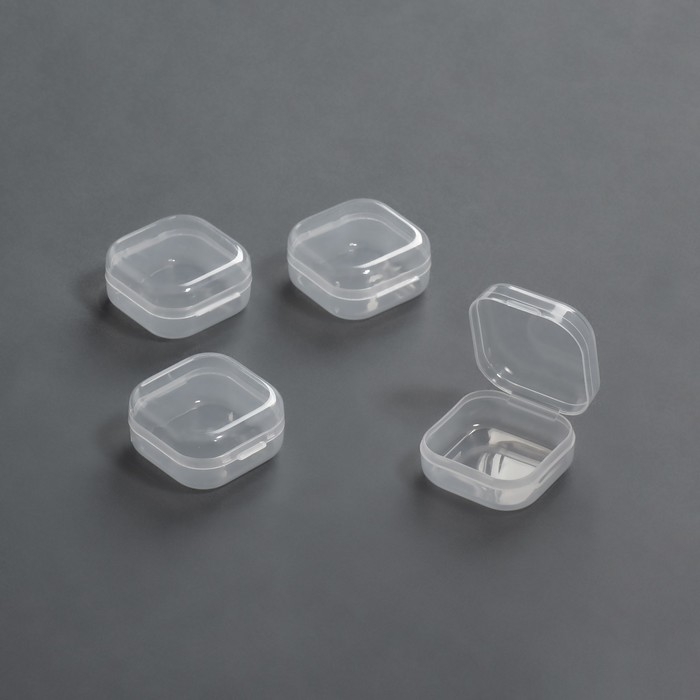 Набор контейнеров для декора, 4 шт, 3,4 &times; 3,4 &times; 1,8 см, цвет прозрачный
