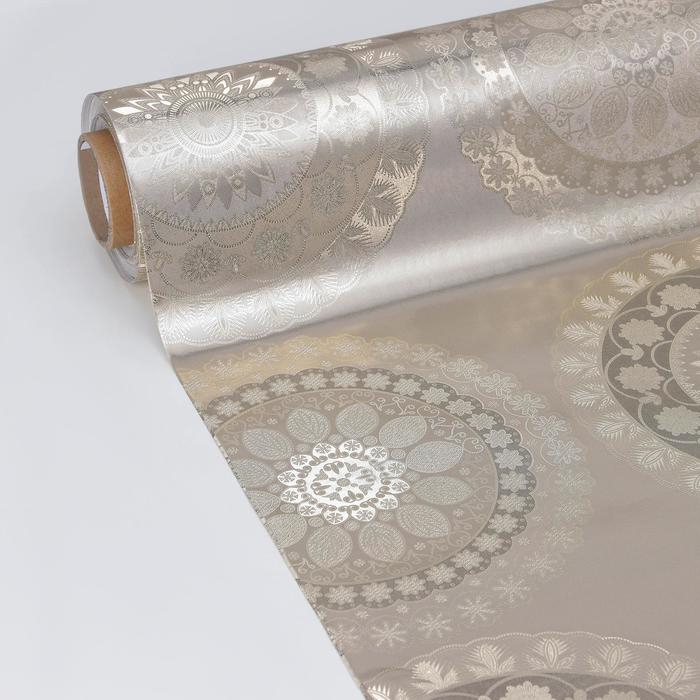 Клеёнка на стол &laquo;Солнце&raquo;, на тканевой основе, рулон 20 метров, ширина 137 см, толщина 0,22 мм, цвет золотой