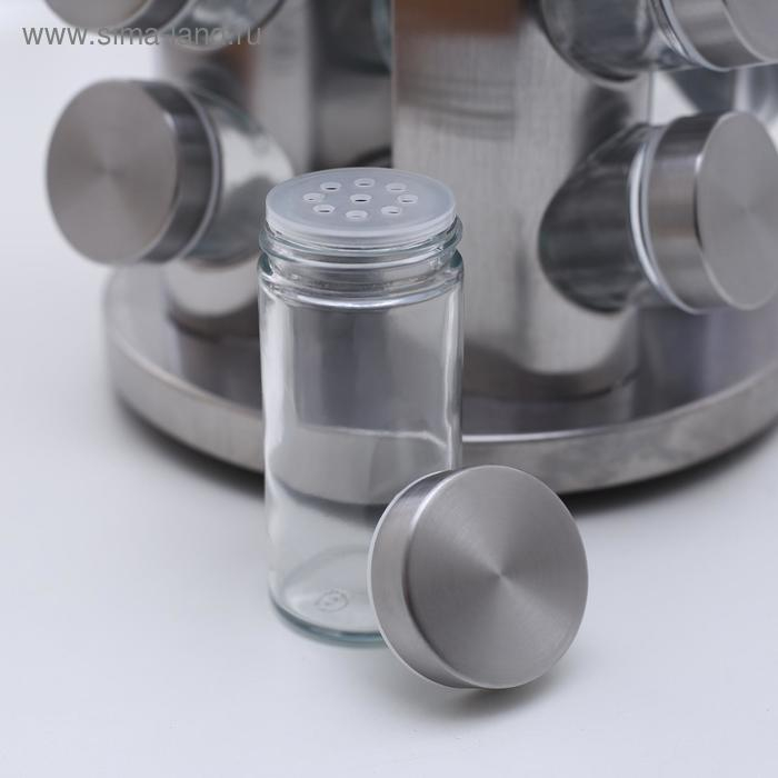 Набор для специй на подставке &laquo;Профи&raquo;, 21&times;21&times;34 см, 20 шт, цвет металлик