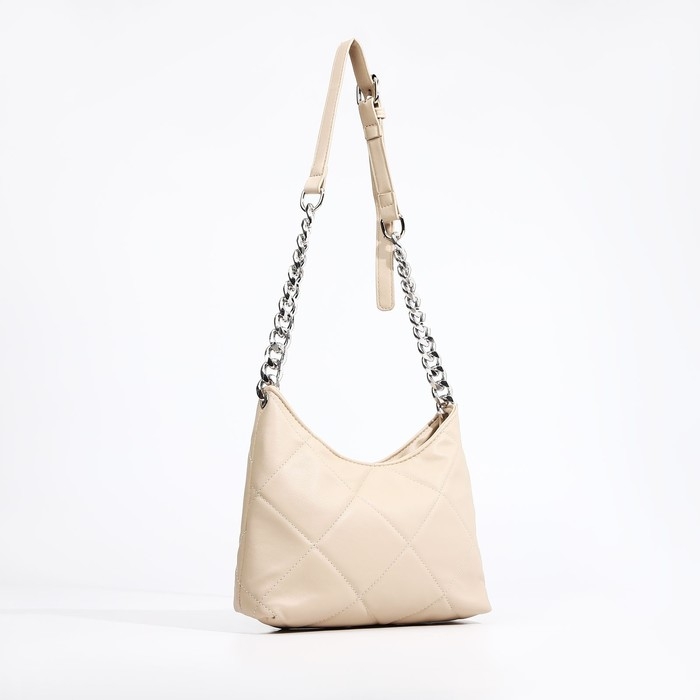 Сумка-багет на молнии, цвет бежевый