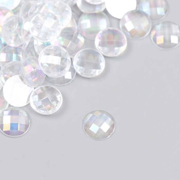 Декор для творчества пластик "Страза круглая с гранями. Перламутр" набор 100 шт 1х1 см