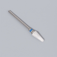 Фреза керамическая для маникюра &laquo;Конус скруглённый&raquo;, средняя нарезка, 6 &times; 14 мм, в пластиковом футляре, цвет белый