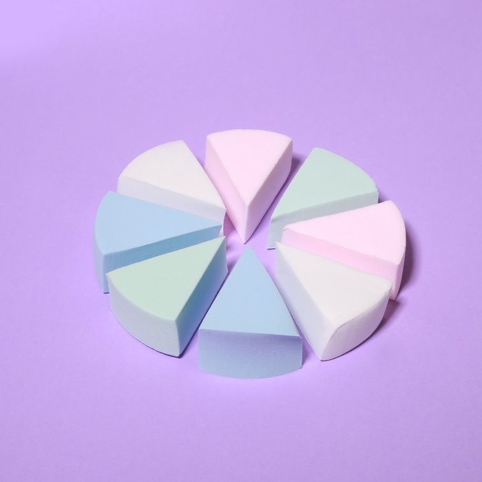 Спонжи для макияжа, набор - 8 шт, 3,5 &times; 3 см, разноцветные