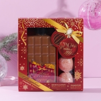 Подарочный набор косметики &laquo;Счастья в Новом Году!&raquo;, гель для душа 300 мл и бомбочки для ванны 4 х 40 г, ЧИСТОЕ СЧАСТЬЕ