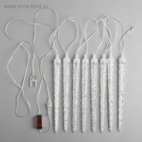 Гирлянда &laquo;Сосульки рифленые&raquo; 2.5 &times; 0.3 м, IP65, прозрачная нить, 192 LED, свечение красное с эффектом стекания, 12 В