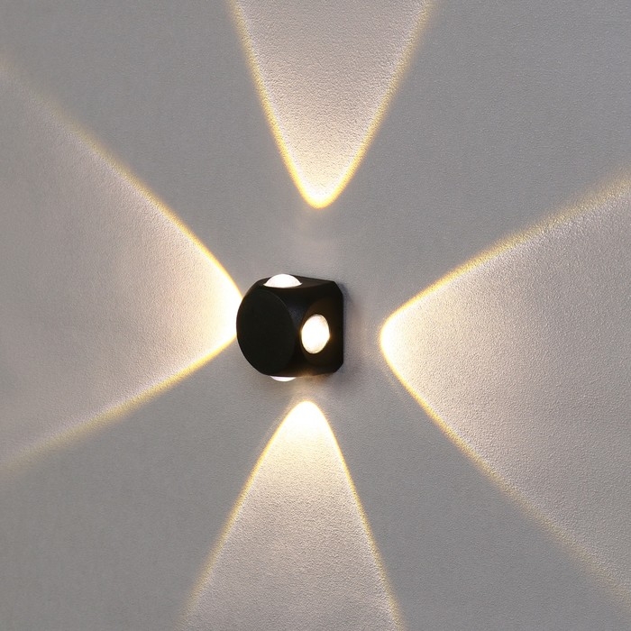 Светильник фасадный «Кубик», FSD-064, 4 Вт, 3000К, 4 луча, IP65, 220 В, пластик, черный Светильник фасадный «Кубик», FSD-064, 4 Вт, 3000К, 4 луча, IP65, 220 В, пластик, черный