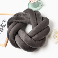 Подушка-узел &laquo;Этель&raquo;, d=33см, цвет серый, велюр