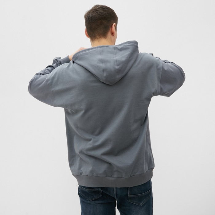 Толстовка мужская, начёс, цвет тёмно-серый, размер 56