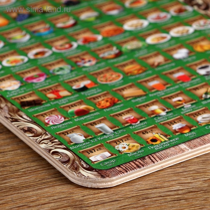 Доска разделочная и сервировочная сувенирная Доска разделочная и сервировочная сувенирная "Калорийность 2", 19,5×27,5 см