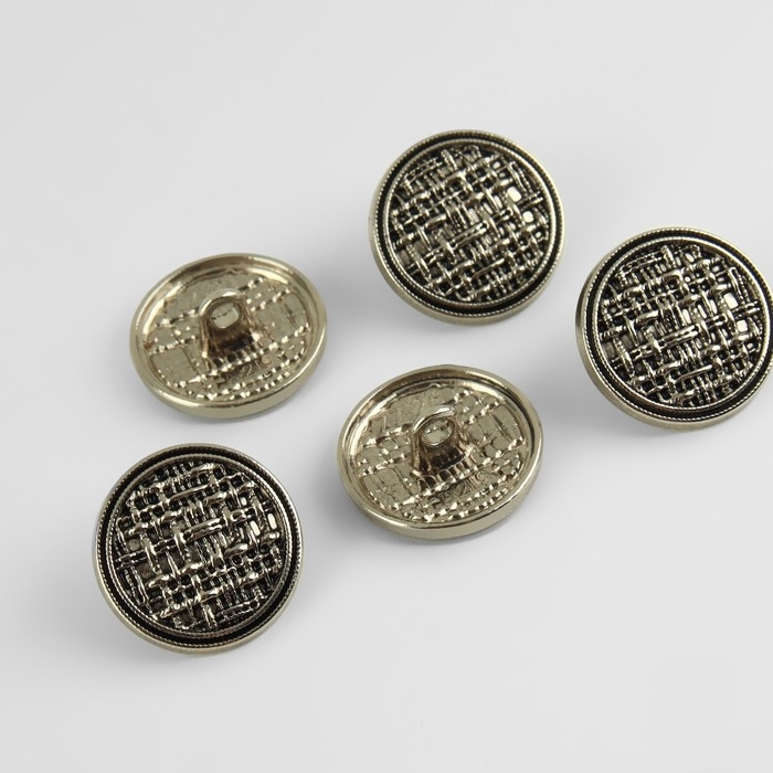 Набор металлических пуговиц на ножке, d = 18 мм, 5 шт, цвет чёрно-серебряный Набор металлических пуговиц на ножке, d = 18 мм, 5 шт, цвет чёрно-серебряный