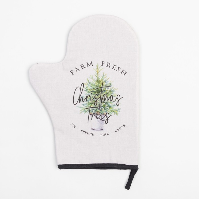 Новый год.Варежка-прихватка "Christmas trees" 20х28 см, саржа, 100% х/л, ватин 250 г/м2