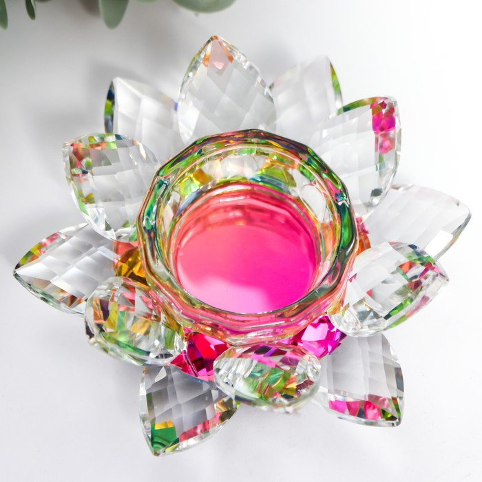 Подсвечник стекло Подсвечник стекло "Лотос радужный" диам 11,5 см