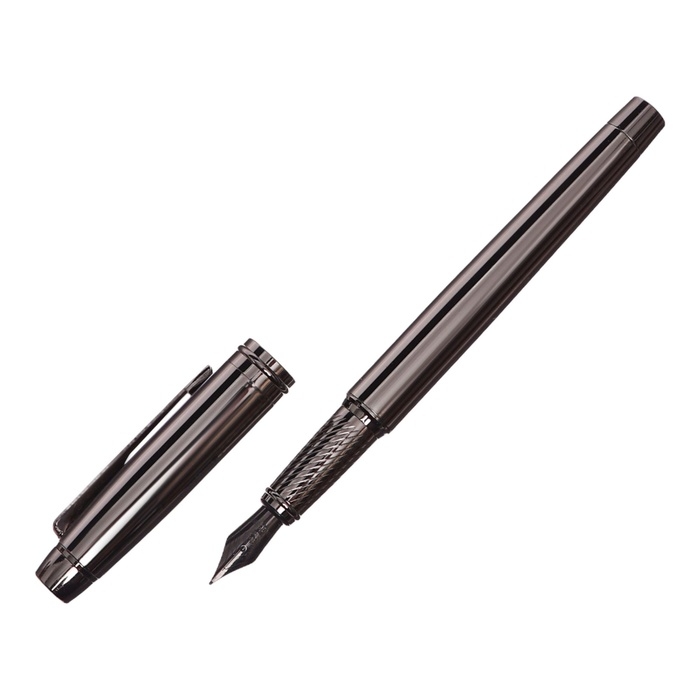 Ручка подарочная перьевая в кожзам футляре ПБ корпус темно-серый