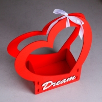 Кашпо деревянное-сердце "Dream", 24х10х27,5 см, дуб, красный