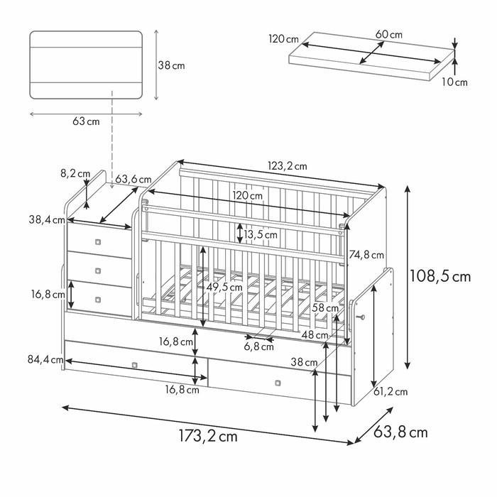 Детская кровать-трансформер Фея 1100 &laquo;Зайчонок&raquo;, цвет венге/бежевый
