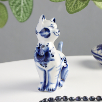 Сувенир &laquo;Кошка Улыбка&raquo;, 10х5х13 см, гжель