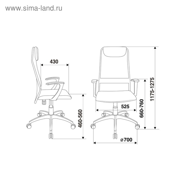 Кресло руководителя  Бюрократ, черный, спинка сетка, KB-8/BLACK, TW-01 TW-11