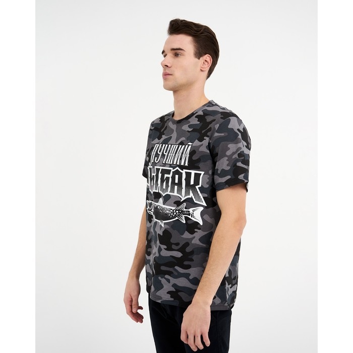 Футболка мужская KAFTAN "Лучший рыбак" р-р XL(52), серый