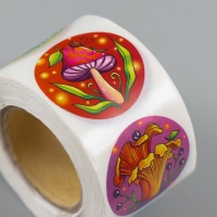 Наклейка бумага "Грибы" d=2,5 см 252 шт в рулоне Наклейка бумага "Грибы" d=2,5 см 252 шт в рулоне