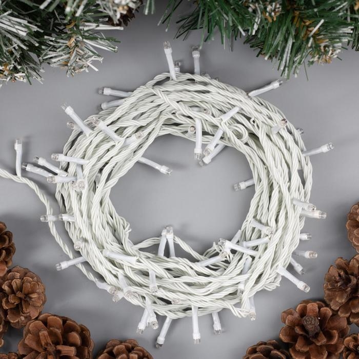 Гирлянда &laquo;Нить&raquo; 10 м, IP20, белая нить, 100 LED, свечение зелёное, 8 режимов, 220 В