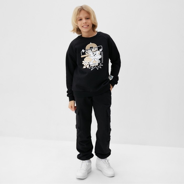 Свитшот детский MINAKU, цвет чёрный, рост 140 см