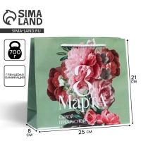 Пакет подарочный ламинированный горизонтальный, упаковка, &laquo;Самой прекрасной&raquo;, ML 21 х 25 х 8 см