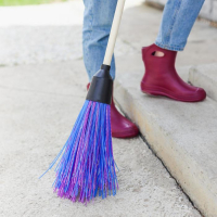 Метла полипропиленовая, круглая, наборная &laquo;Стандарт&raquo;, с черенком, 4 кольца, цвет МИКС
