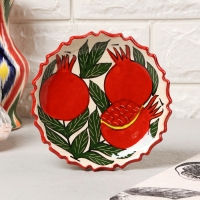 Тарелка Риштанская Керамика "Гранаты", 15 см, рифлёная Тарелка Риштанская Керамика "Гранаты", 15 см, рифлёная