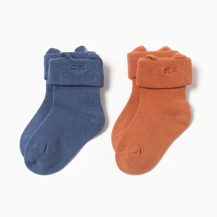 Набор носков Крошка Я Basic Line, 2 пары, 6-12 мес., кирпичный/синий