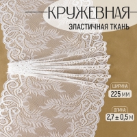 Кружевная эластичная ткань, 225 мм &times; 2,7 &plusmn; 0,5 м, цвет белый