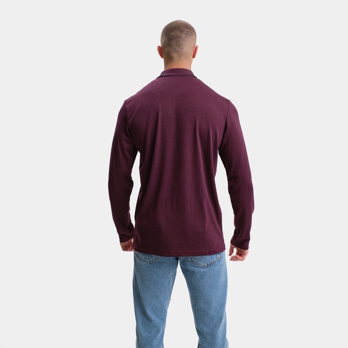 Поло мужское с длинным рукавом, цвет бордовый, размер 46 (M)