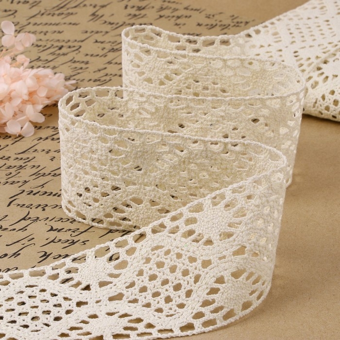 Кружево вязаное, 65 мм &times; 10 &plusmn; 1 м, цвет бежевый