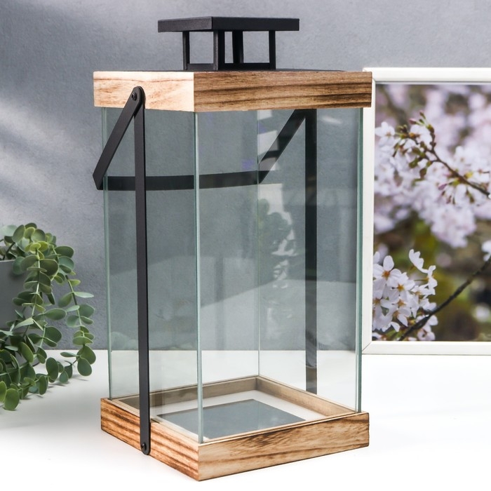 Подсвечник металл, стекло Подсвечник металл, стекло "Эко лайт" 17х17х32см