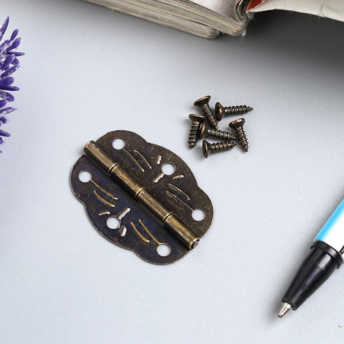 Петля для шкатулки металл фигурная бронза (набор 6 шт) 1,9х2,8 см