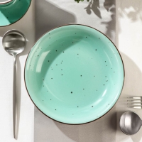 Тарелка фарфоровая глубокая DOTS menta, 500 мл, d=20 см, цвет бирюзовый Тарелка фарфоровая глубокая DOTS menta, 500 мл, d=20 см, цвет бирюзовый