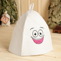 Шапка для бани с вышивкой "Смайл 3" Шапка для бани с вышивкой "Смайл 3"