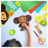 Цветная бумага двусторонняя А4, 16 цветов, 64 листа (32 листа мелованная + 32 листа офсетная), Мульти-Пульти "Чебурашка", на склейке Цветная бумага двусторонняя А4, 16 цветов, 64 листа (32 листа мелованная + 32 листа офсетная), Мульти-Пульти "Чебурашка", на склейке