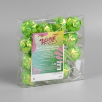 Гирлянда &laquo;Нить&raquo; 4.5 м с насадками &laquo;Цветочные шары&raquo;, IP20, прозрачная нить, 15 LED, свечение зелёное, 220 В