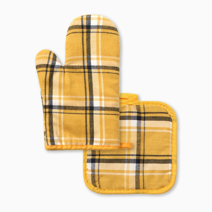 Кух.набор 2 пр. Этель Клетка цв.желтый прих.17*17см, варежка-прихв. 26*16см,100%п/э Кух.набор 2 пр. Этель Клетка цв.желтый прих.17*17см, варежка-прихв. 26*16см,100%п/э
