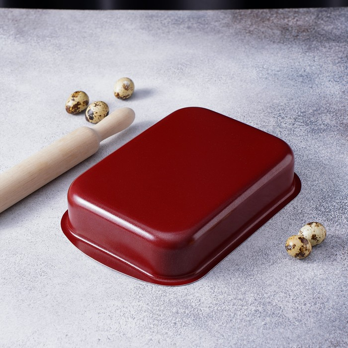 Набор противней &laquo;Эксперт&raquo;, 3 предмета: 28,5&times;20 см, 34&times;24 см, 39,5&times;27 см, антипригарное покрытие, цвет бордовый