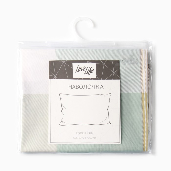 Наволочка LoveLife Square green, 50*70, 100%хлопок, сатин, 125г/м&sup2;