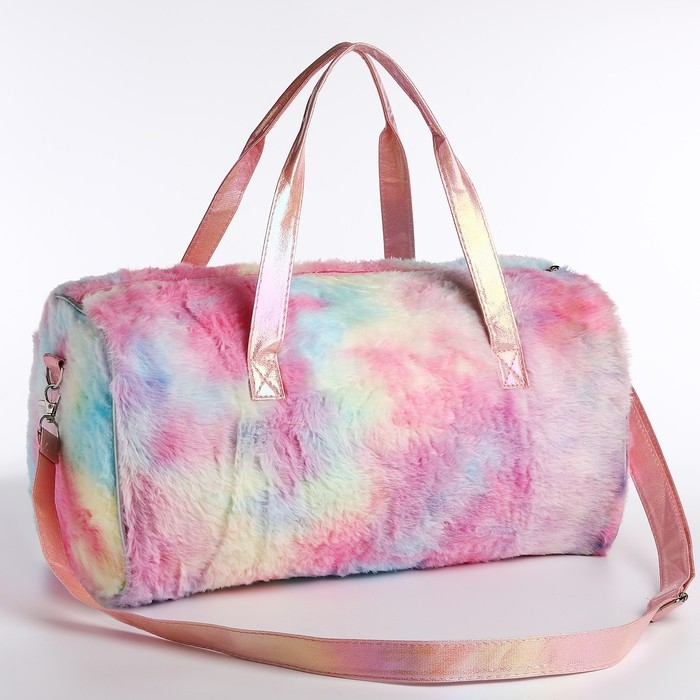 Сумка детская спортивная плюшевая для девочки &laquo;Радужный единорог&raquo; розовый