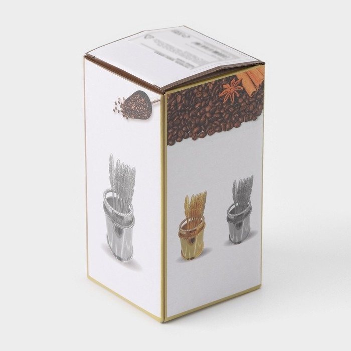 Набор ложек на подставке &laquo;Авалон. Перо&raquo;, 5,5&times;5,5&times;7,5 см, 6 шт, цвет золотой