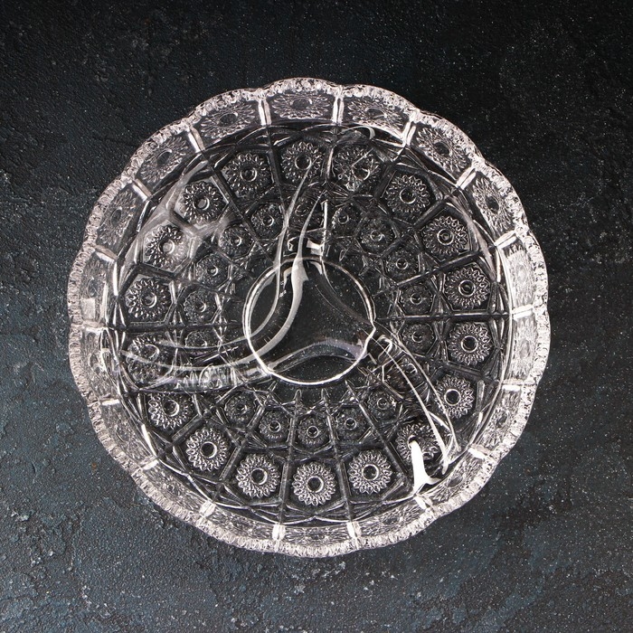 Менажница стеклянная круглая &laquo;Северная звезда&raquo;, 3 секции, d=20 см