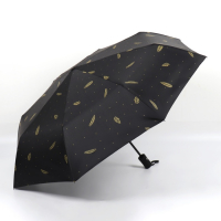 Зонт автоматический &laquo;Перья&raquo;, ветроустойчивый, 3 сложения, 8 спиц, R = 48/55 см, D = 110 см, цвет МИКС