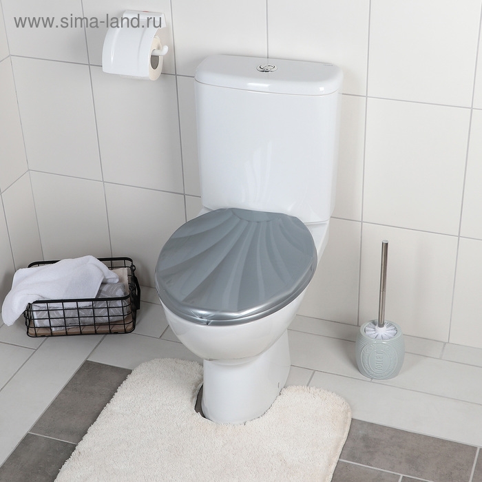 Сиденье для унитаза &laquo;Ракушка&raquo;, 44,5&times;37 см, с крышкой, серебристый перламутр